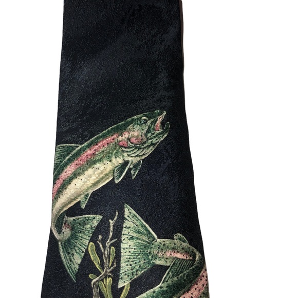 VTG Rainbow Trout Necktie 100% Silk Tie, Endangered Species 1999 Katie Dobson C. - Picture 5 of 10